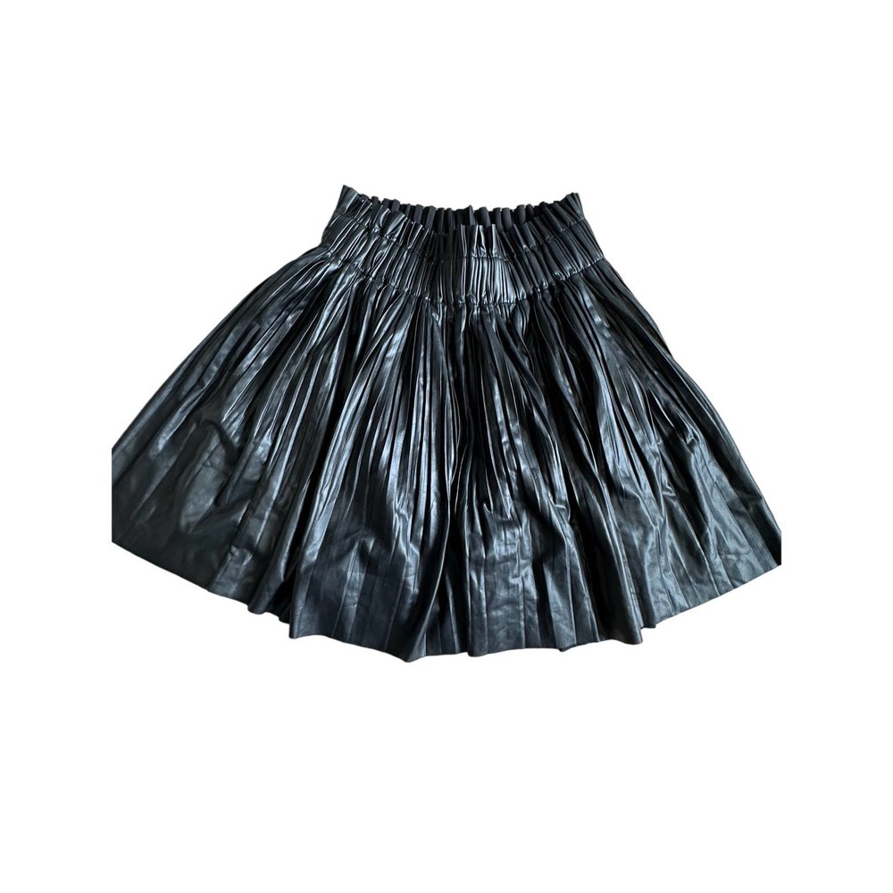 Zara Black faux leather pleated skort skirt size S